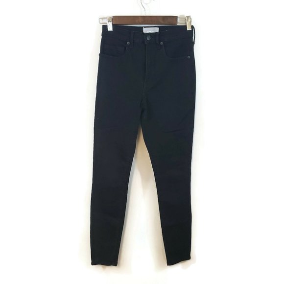 Everlane Denim - Everlane Womens Solid Black High Waisted Skinny Jeans Size 27 Denim Goth Modern